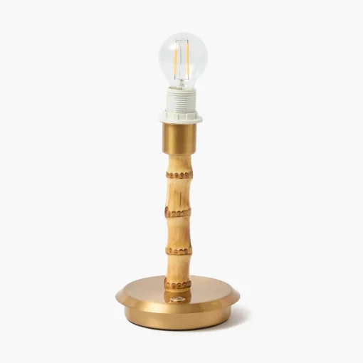 Mrs. Alice Short Bamboo Rechargeable Lamp with Coral Lotus Shade (18cm)< Rechargeable Table Lamps