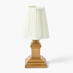 Mrs. Alice Short Corinthian Square Rechargeable Lamp with Cream Shade (18cm)< Rechargeable Table Lamps