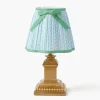 Mrs. Alice Short Corinthian Square Rechargeable Lamp with Soft Blue & Green Lotus Bow Shade (18cm)< Rechargeable Table Lamps