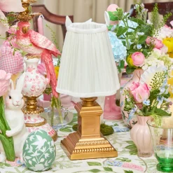Mrs. Alice Short Corinthian Square Rechargeable Lamp with Cream Shade (18cm)< Rechargeable Table Lamps