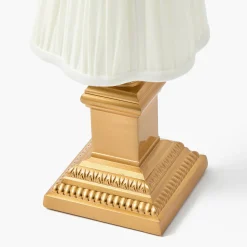 Mrs. Alice Short Corinthian Square Rechargeable Lamp with Cream Shade (18cm)< Rechargeable Table Lamps