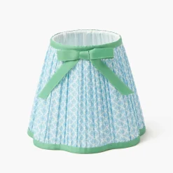 Mrs. Alice Short Corinthian Square Rechargeable Lamp with Soft Blue & Green Lotus Bow Shade (18cm)< Rechargeable Table Lamps