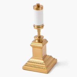 Mrs. Alice Short Corinthian Square Rechargeable Lamp with Cream Shade (18cm)< Rechargeable Table Lamps