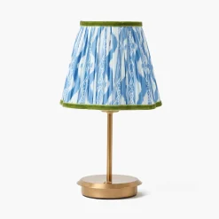 Mrs. Alice Short Rechargeable Lamp with Blue & Green Ikat Shade (18cm)< Rechargeable Table Lamps | Summer Lighting
