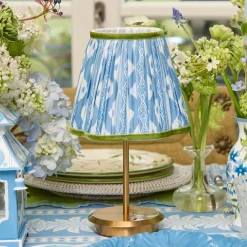 Mrs. Alice Short Rechargeable Lamp with Blue & Green Ikat Shade (18cm)< Rechargeable Table Lamps | Summer Lighting