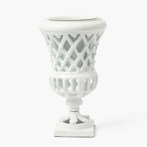 Mrs. Alice Small Adelaide White Lattice Urn Vase< Vases | Vases & Planters