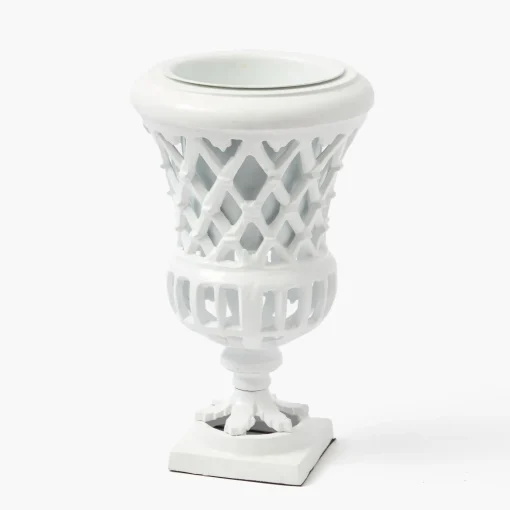 Mrs. Alice Small Adelaide White Lattice Urn Vase< Vases | Vases & Planters