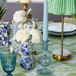 Mrs. Alice Small Camille Azure Candle Holders (Pair)< Summer Glassware | Summer Candleware