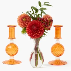 Mrs. Alice Small Camille Orange Candle Holder (Pair)< Candle Holders