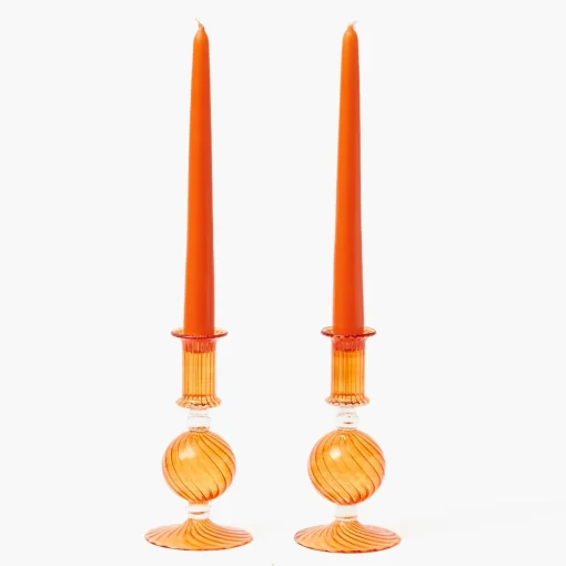 Mrs. Alice Small Camille Orange Candle Holder (Pair)< Candle Holders