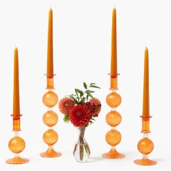 Mrs. Alice Small Camille Orange Candle Holder (Pair)< Candle Holders