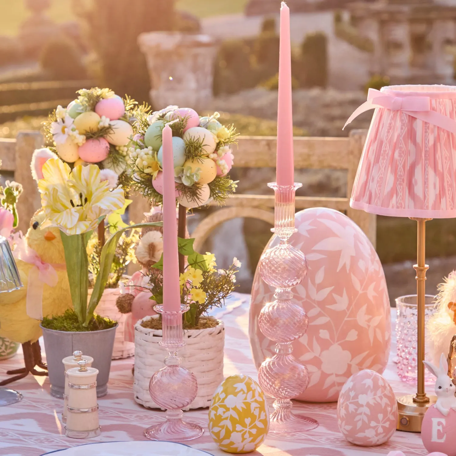 Mrs. Alice Small Camille Peony Candle Holder (Pair)< Summer Glassware | Summer Candleware