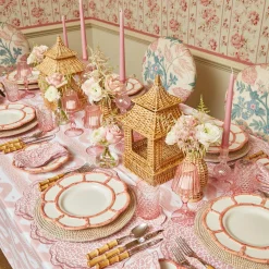 Mrs. Alice Small Camille Peony Candle Holder (Pair)< Summer Glassware | Summer Candleware