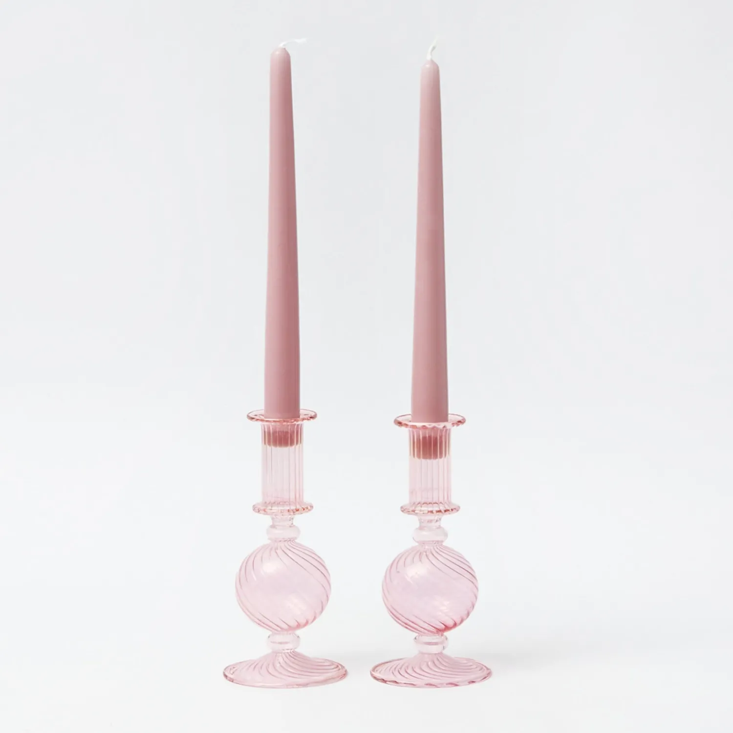 Mrs. Alice Small Camille Peony Candle Holder (Pair)< Summer Glassware | Summer Candleware