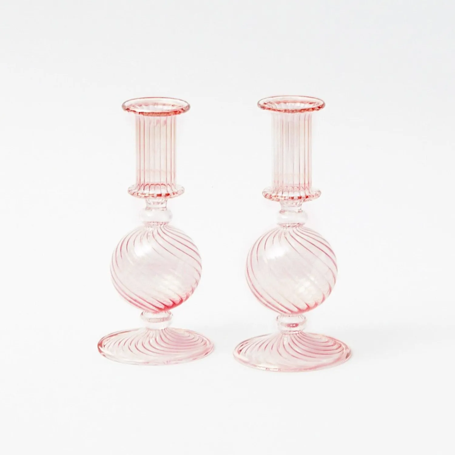 Mrs. Alice Small Camille Peony Candle Holder (Pair)< Summer Glassware | Summer Candleware