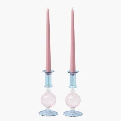 Mrs. Alice Small Camille Pink & Blue Candle Holder (Pair)< Candle Holders