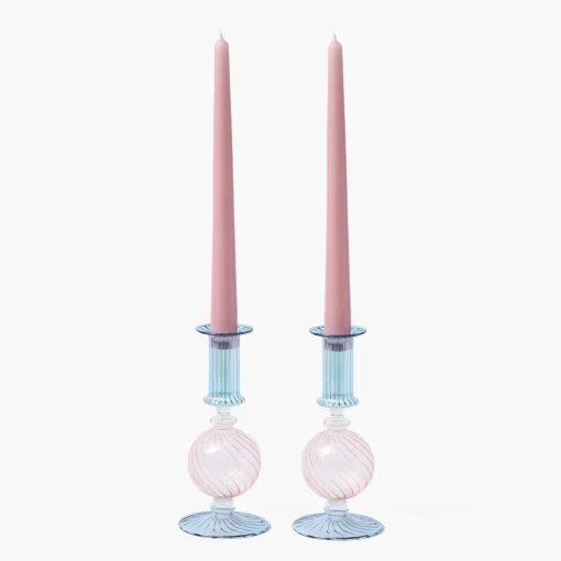 Mrs. Alice Small Camille Pink & Blue Candle Holder (Pair)< Candle Holders