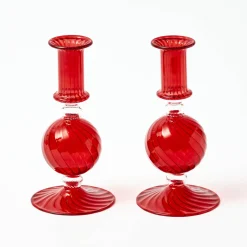Mrs. Alice Small Camille Red Candle Holder (Pair)< Candle Holders