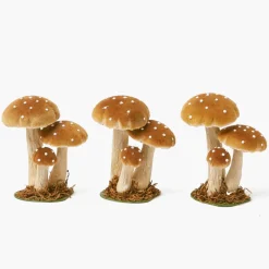 Mrs. Alice Small Caramel Velvet Mushrooms (Set of 3)< Autumn Decorations