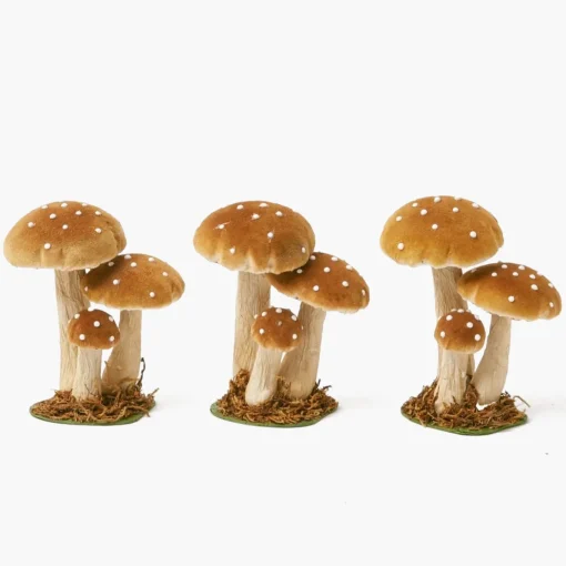 Mrs. Alice Small Caramel Velvet Mushrooms (Set of 3)< Autumn Decorations