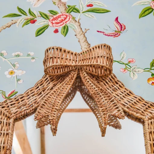 Mrs. Alice Small Celine Bow Rattan Mirror< Mirrors