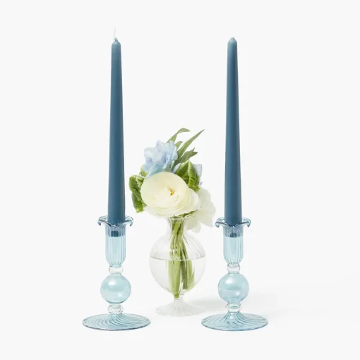 Mrs. Alice Small Eden Blue Candle Holder (Pair)< Summer Candleware | Candle Holders