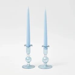 Mrs. Alice Small Eden Blue Candle Holder (Pair)< Summer Candleware | Candle Holders
