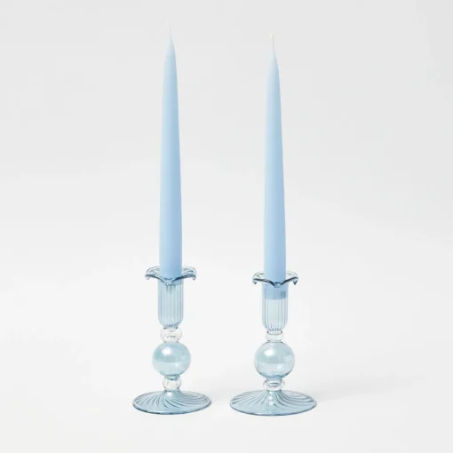 Mrs. Alice Small Eden Blue Candle Holder (Pair)< Summer Candleware | Candle Holders