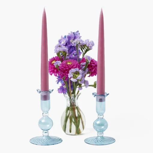 Mrs. Alice Small Eden Blue Candle Holder (Pair)< Summer Candleware | Candle Holders