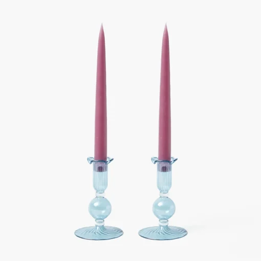 Mrs. Alice Small Eden Blue Candle Holder (Pair)< Summer Candleware | Candle Holders