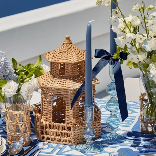 Mrs. Alice Small Eden Blue Candle Holder (Pair)< Summer Candleware | Candle Holders