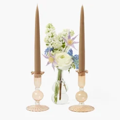 Mrs. Alice Small Eden Chestnut Candle Holder (Pair)< Summer Glassware | Summer Candleware