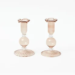 Mrs. Alice Small Eden Chestnut Candle Holder (Pair)< Summer Glassware | Summer Candleware