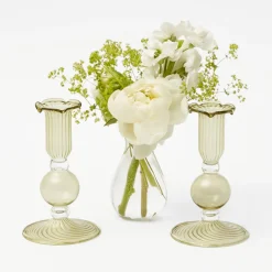 Mrs. Alice Small Eden Green Candle Holders (Pair)< Summer Glassware | Summer Candleware
