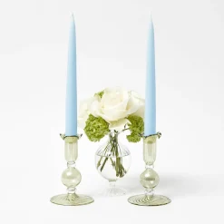 Mrs. Alice Small Eden Green Candle Holders (Pair)< Summer Glassware | Summer Candleware