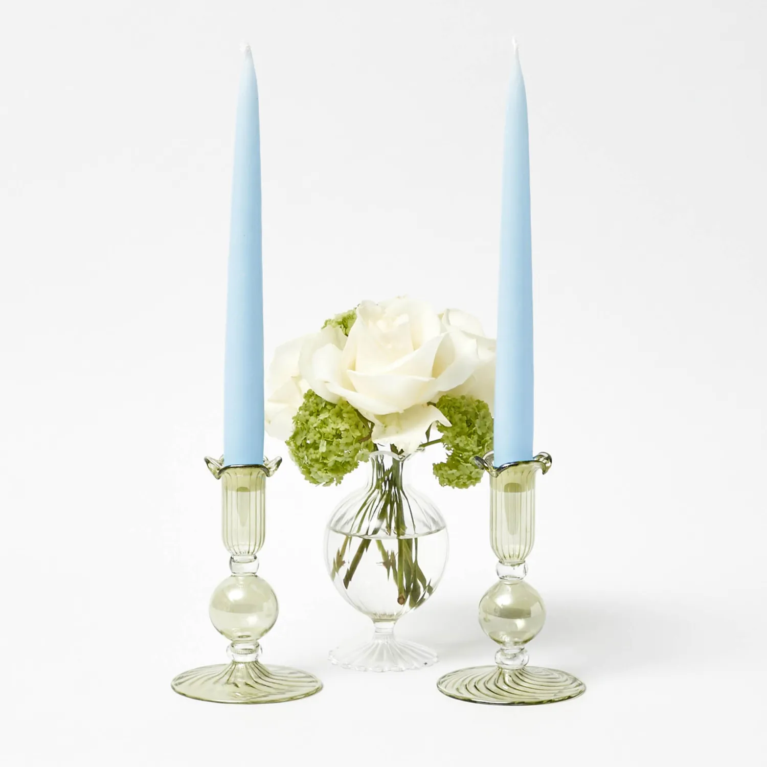 Mrs. Alice Small Eden Green Candle Holders (Pair)< Summer Glassware | Summer Candleware