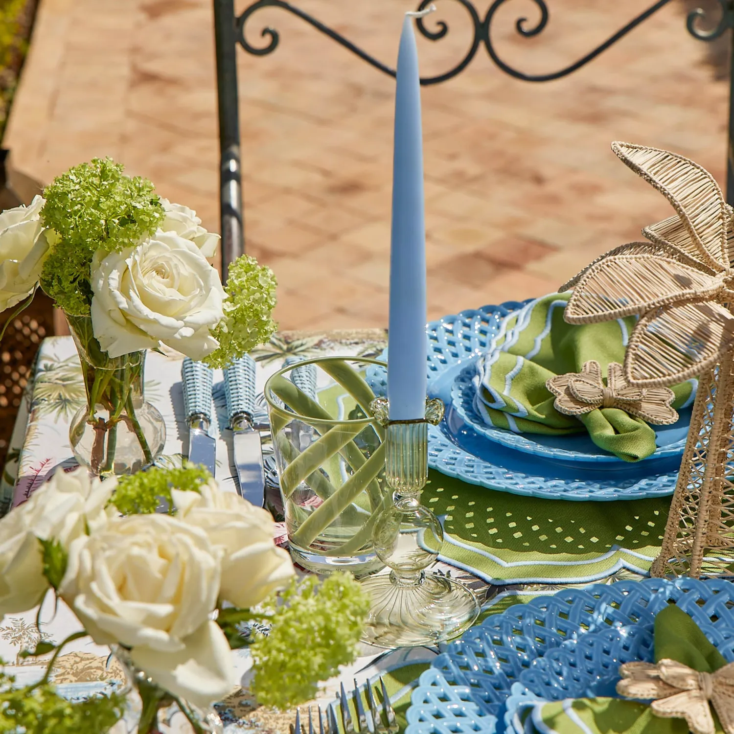 Mrs. Alice Small Eden Green Candle Holders (Pair)< Summer Glassware | Summer Candleware