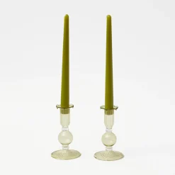 Mrs. Alice Small Eden Green Candle Holders (Pair)< Summer Glassware | Summer Candleware