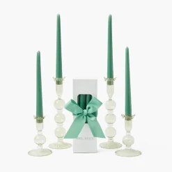 Mrs. Alice Small Eden Green Candle Holders (Pair)< Summer Glassware | Summer Candleware
