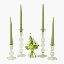 Mrs. Alice Small Eden Green Candle Holders (Pair)< Summer Glassware | Summer Candleware