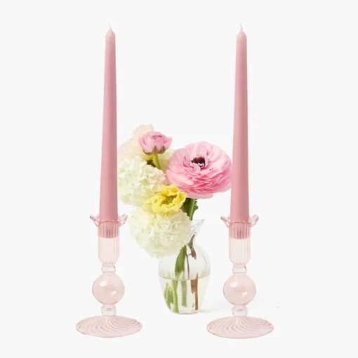 Mrs. Alice Small Eden Pink Candle Holder (Pair)< Candle Holders
