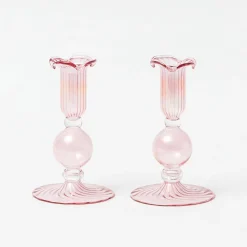 Mrs. Alice Small Eden Pink Candle Holder (Pair)< Candle Holders