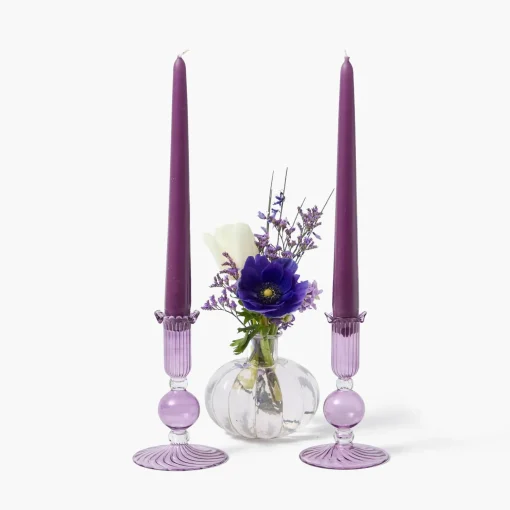 Mrs. Alice Small Eden Purple Candle Holder (Pair)< Candle Holders