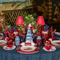 Mrs. Alice Small Flocked Navy Reindeers with Gold Antlers (Set of 4)< Christmas Decorations