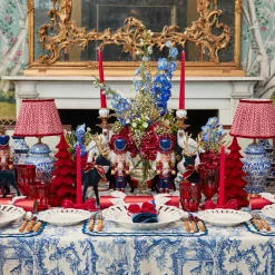 Mrs. Alice Small Flocked Navy Reindeers with Gold Antlers (Set of 4)< Christmas Decorations