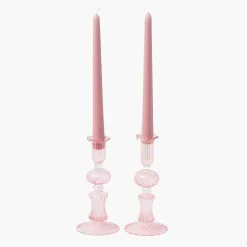 Mrs. Alice Small Gisele Pink Candle Holder (Pair)< Summer Candleware | Candle Holders