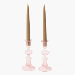 Mrs. Alice Small Gisele Pink Candle Holder (Pair)< Summer Candleware | Candle Holders