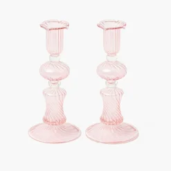 Mrs. Alice Small Gisele Pink Candle Holder (Pair)< Summer Candleware | Candle Holders