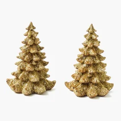 Mrs. Alice Small Gold Glitter Christmas Tree (Pair)< Christmas Decorations