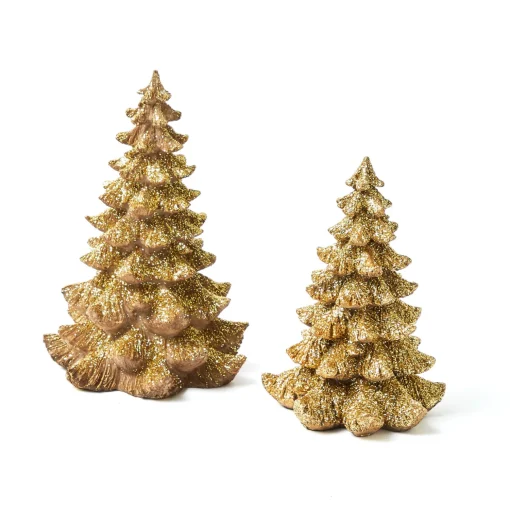 Mrs. Alice Small Gold Glitter Christmas Tree (Pair)< Christmas Decorations